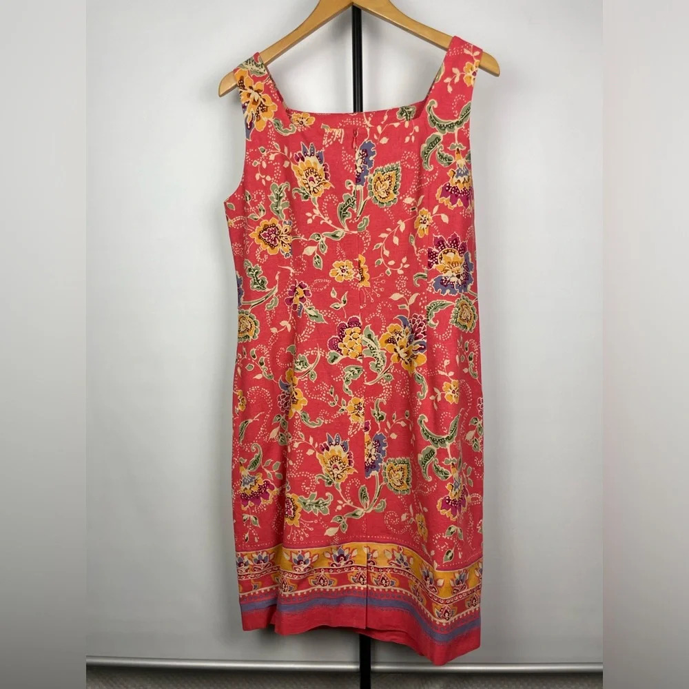 Vintage Talbots Coral Spring Summer Linen Blend Boho Sleeveless‎ Sheath Dress - Picture 4 of 7